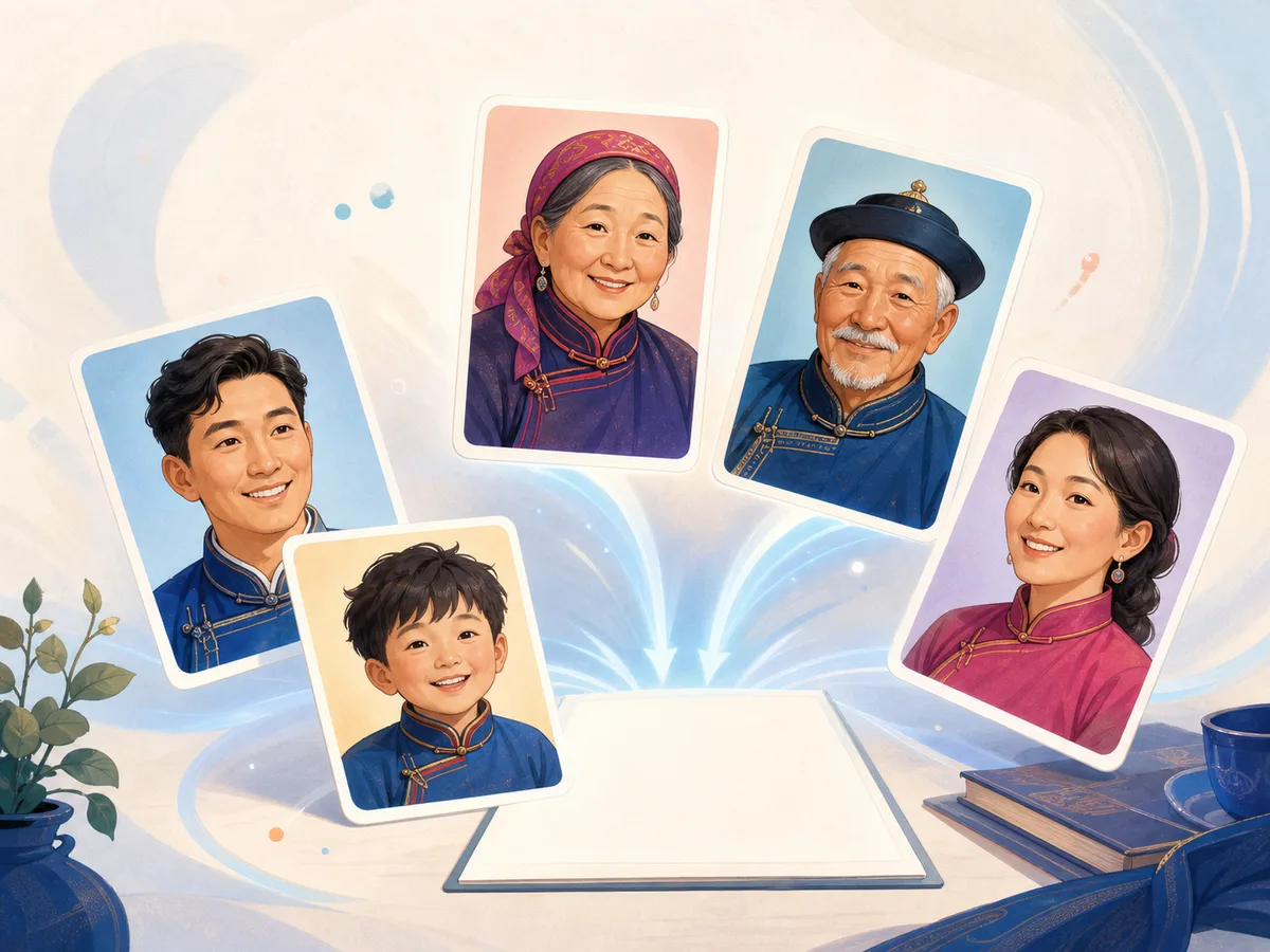 Separate family member portraits ready to upload