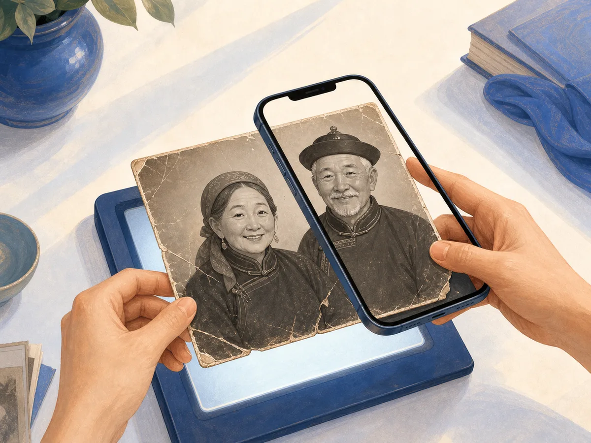 An uploaded damaged old photograph